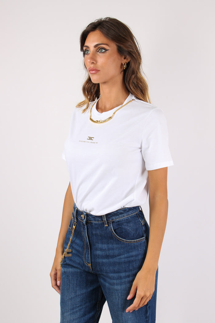 T-shirt Logo Catena Collo Gesso-5