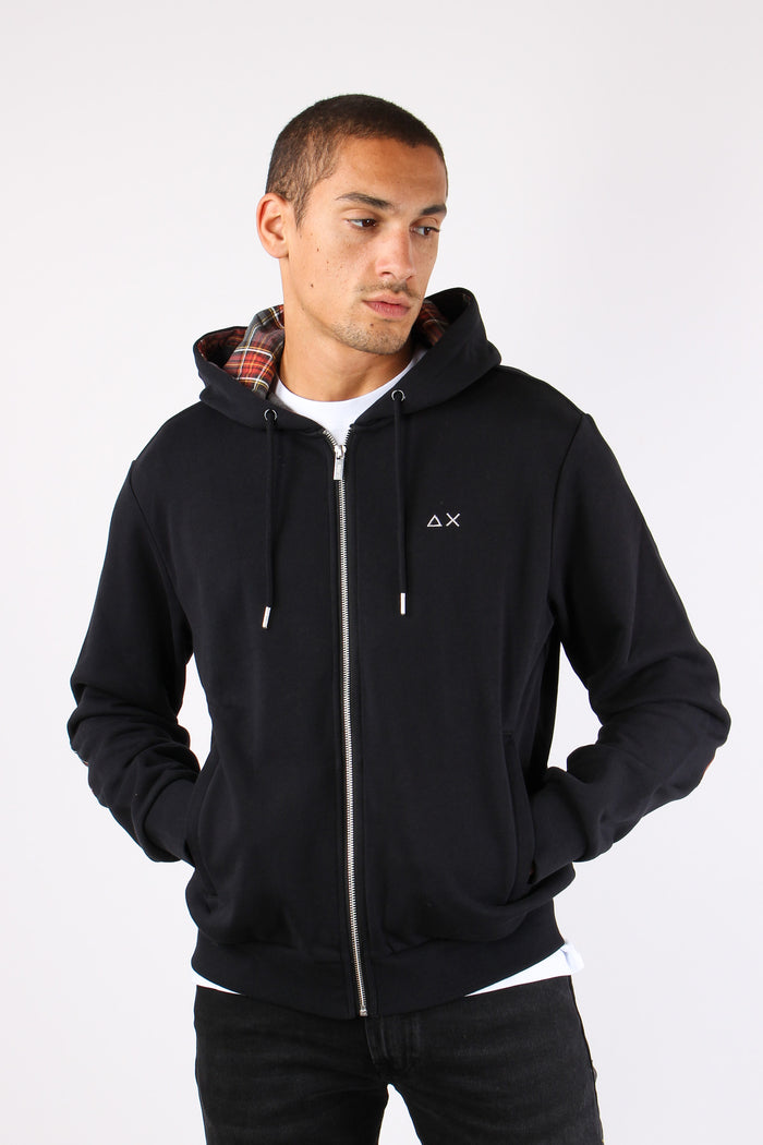 Felpa Zip Toppe Contrasto Nero-3