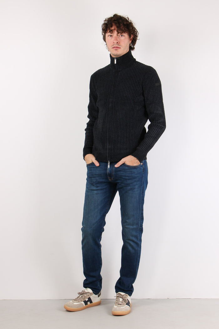 Maglia Zip Coste Blue Black-4