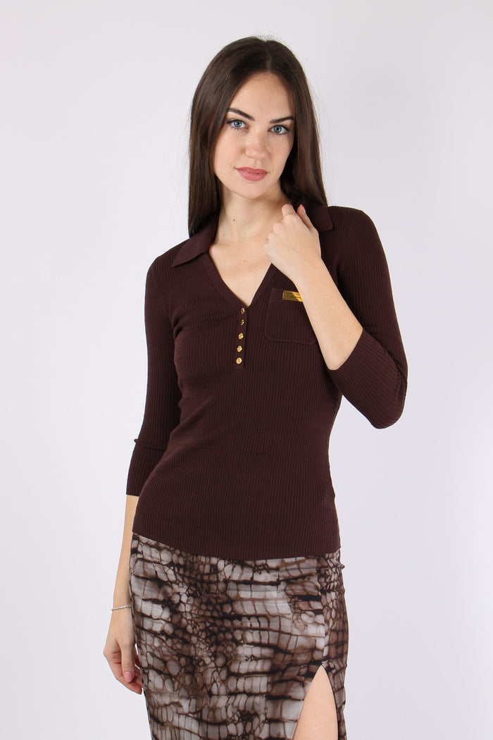 Maglia Scavo V Bottoni Cacao-3