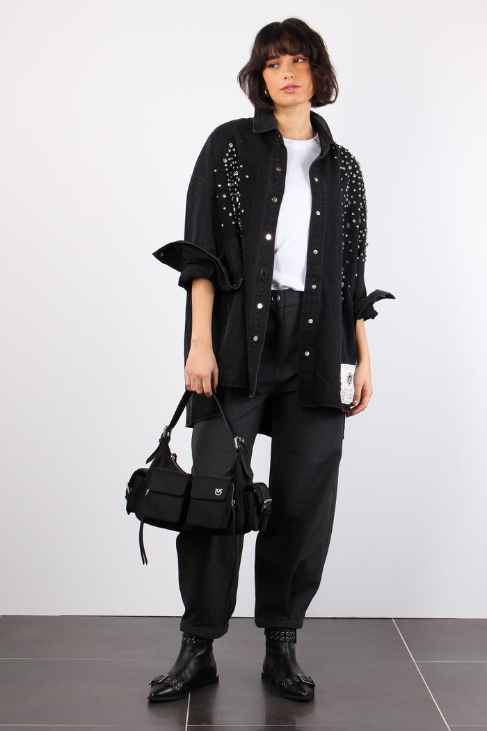 Camicia Denim Strass Black Denim-2