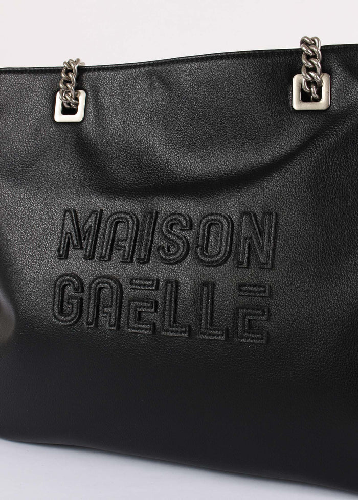 Shopping Maxi Logo Rilievo Nero-4