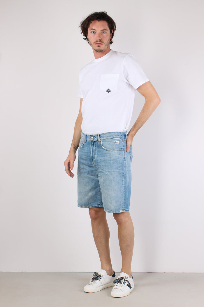 Bermuda Denim Tela Ferma Denim Chiaro-3