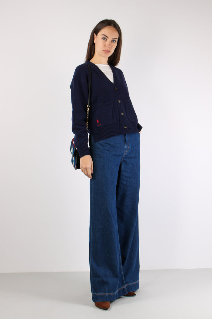 Cardigan Tasche Applicate Hunter Navy-5