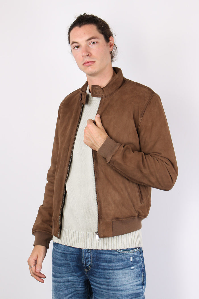 Giubbotto Bomber Scamosciato Brownish-6