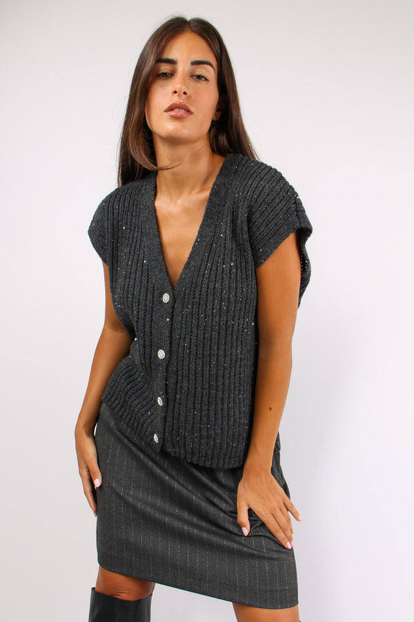 Inisio Gilet Costa Paillettes Antracite-2