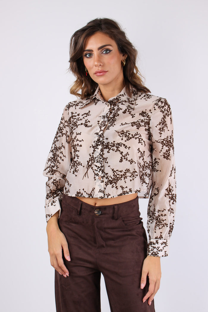 Camicia Mussola Floccata Panna/moro