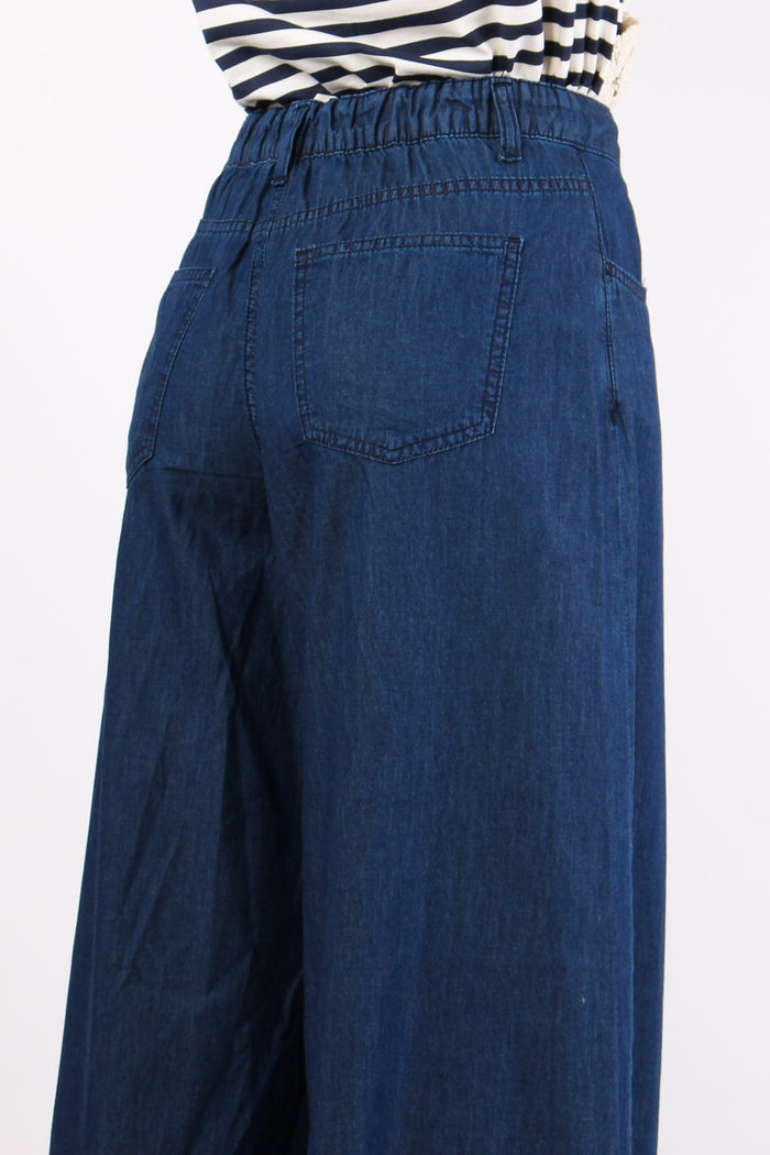 Pantalone Palazzo 5 Tasche Cha Denim-8