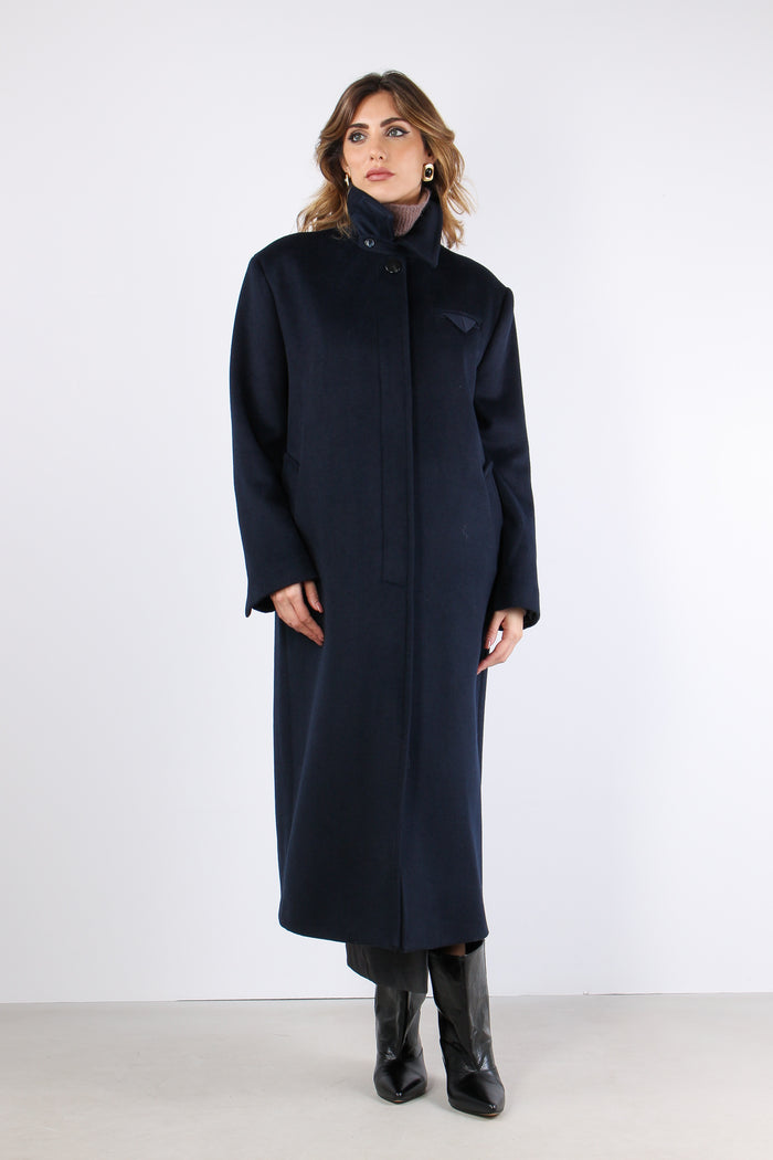 Cappotto Lungo Monopetto Dark Blue
