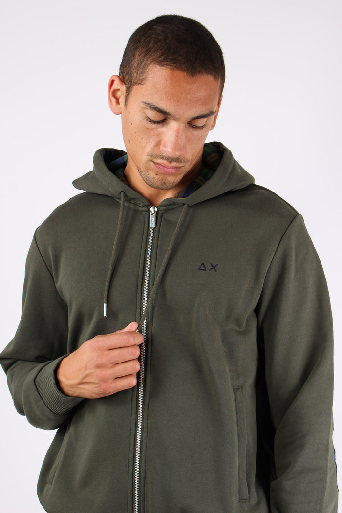 Felpa Zip Toppe Contrasto Militare-7