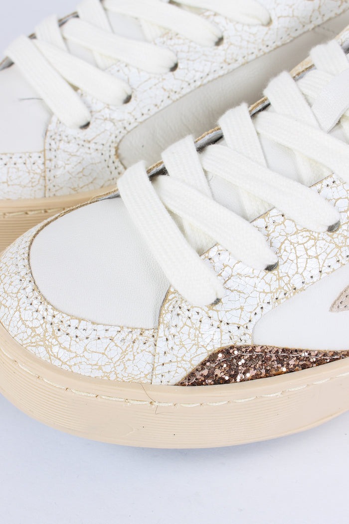Sneakers Enjoy Star Glitter Bianco/oro-6