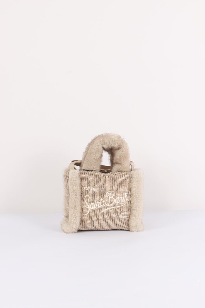 Borsa Mano Costine Pelliccia Nut