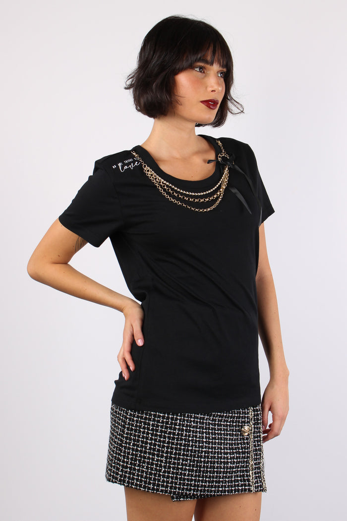 Annachiara T-shirt Collana Black-5