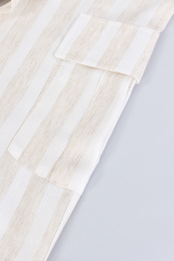 Pantalone Cargo Lino Latte/beige-5