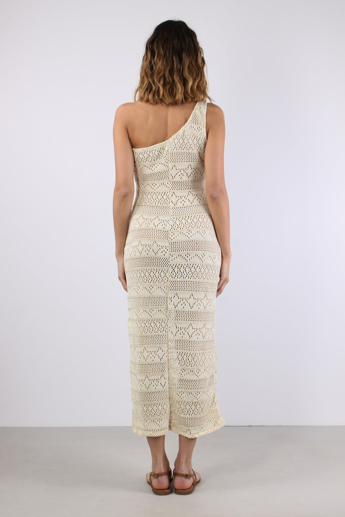 Abito Monospalla Crochet Ecru-5