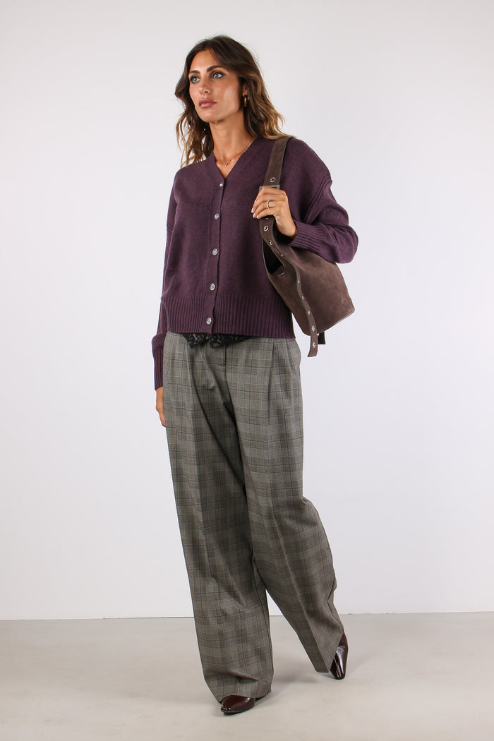 Vienna Cardigan Misto Lana Prugna