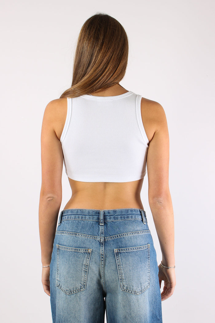 Top Crop Logo Optic White-5