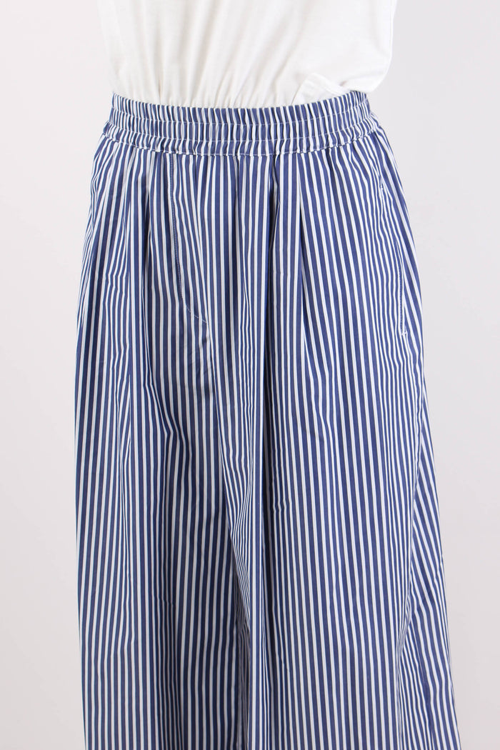 Ottone Pantalone Cropped Cotone Blu/bianco-7