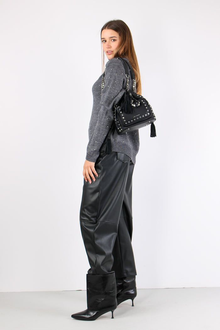 Maglia Inserto Strass Grey-7