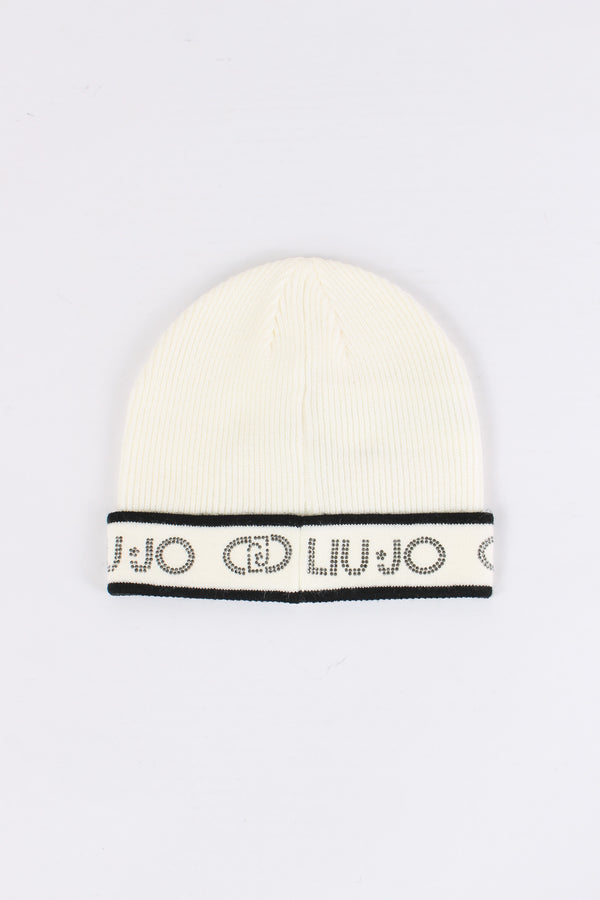 Cuffia Costina Logo Strass Bianco/nero-2