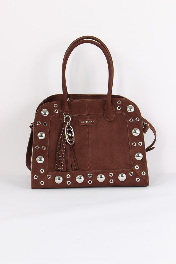Shopping Camoscio Maxi Borchie Brown