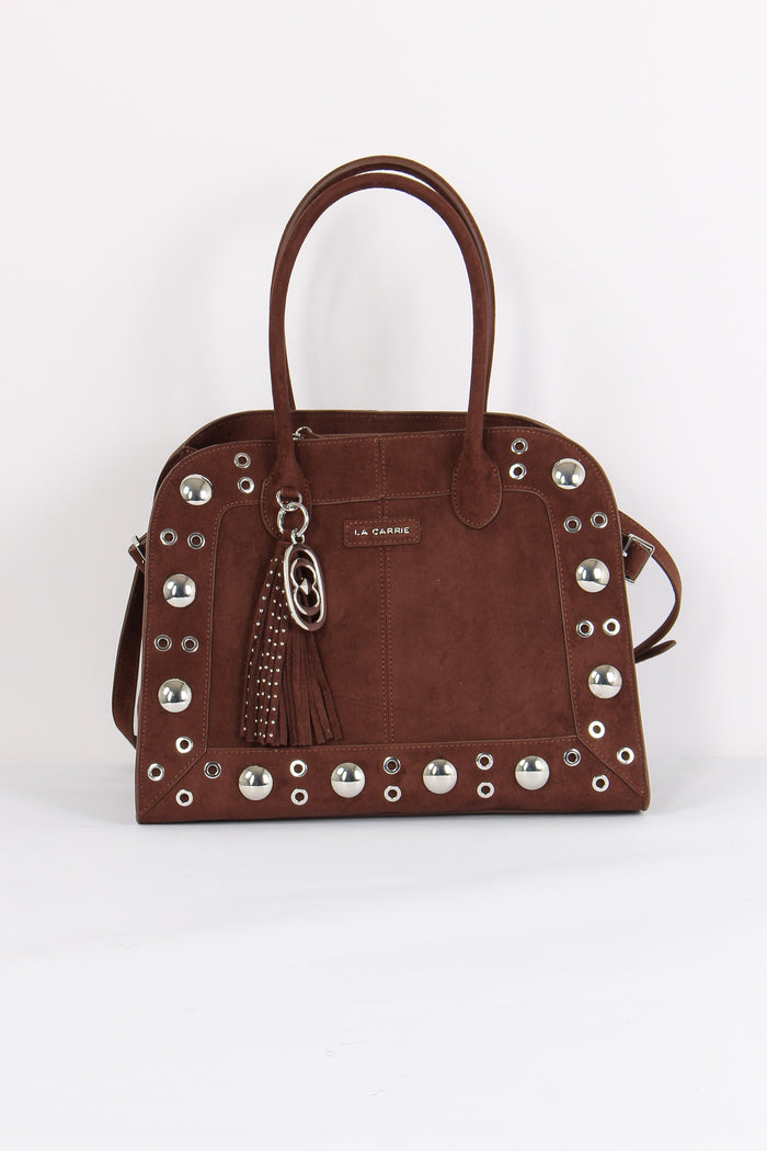 Shopping Camoscio Maxi Borchie Brown