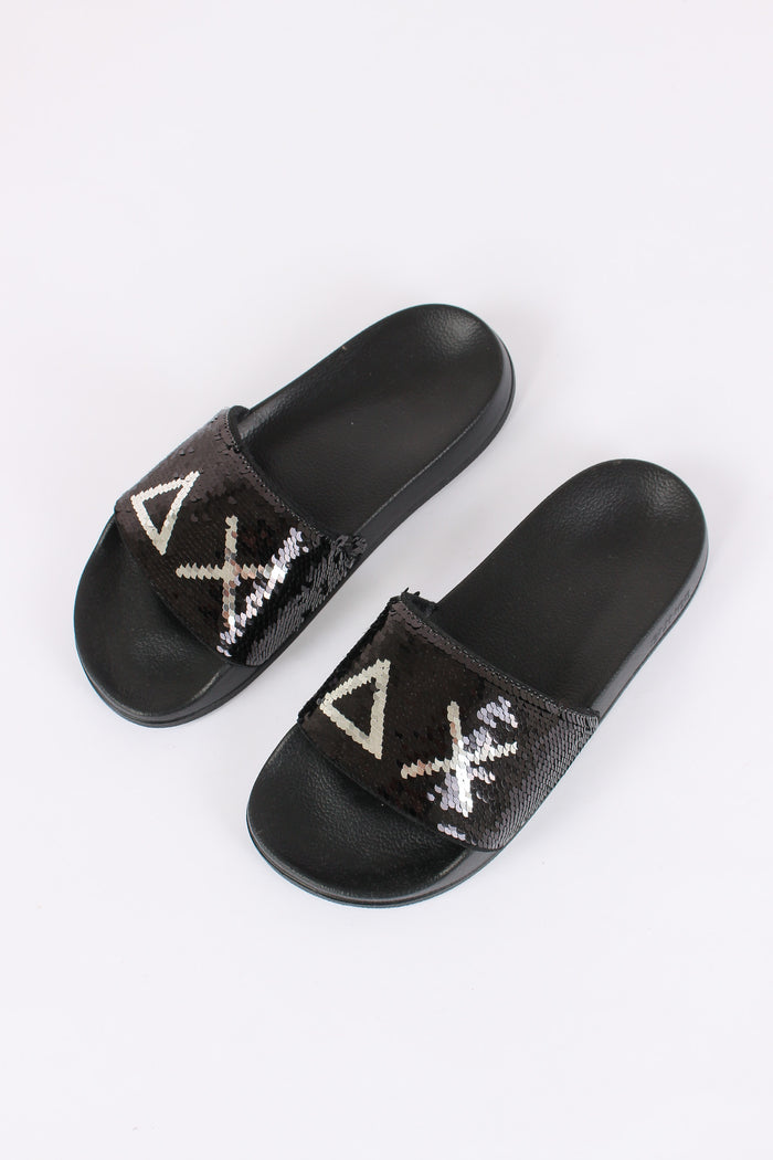 Ciabatta Fascia Pailettes Nero/argento