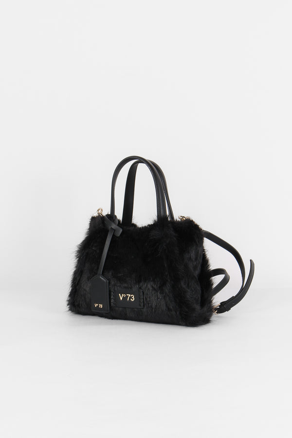 Smeraldo Mini Shopping Ecopeliccia Nero-2