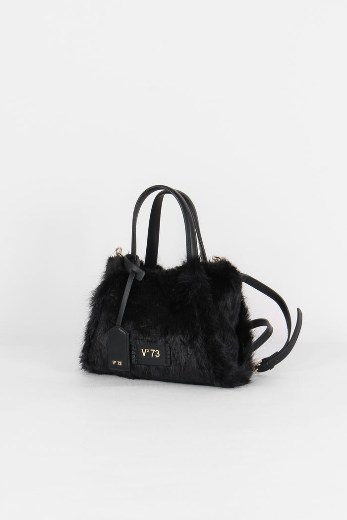 Smeraldo Mini Shopping Ecopeliccia Nero-2