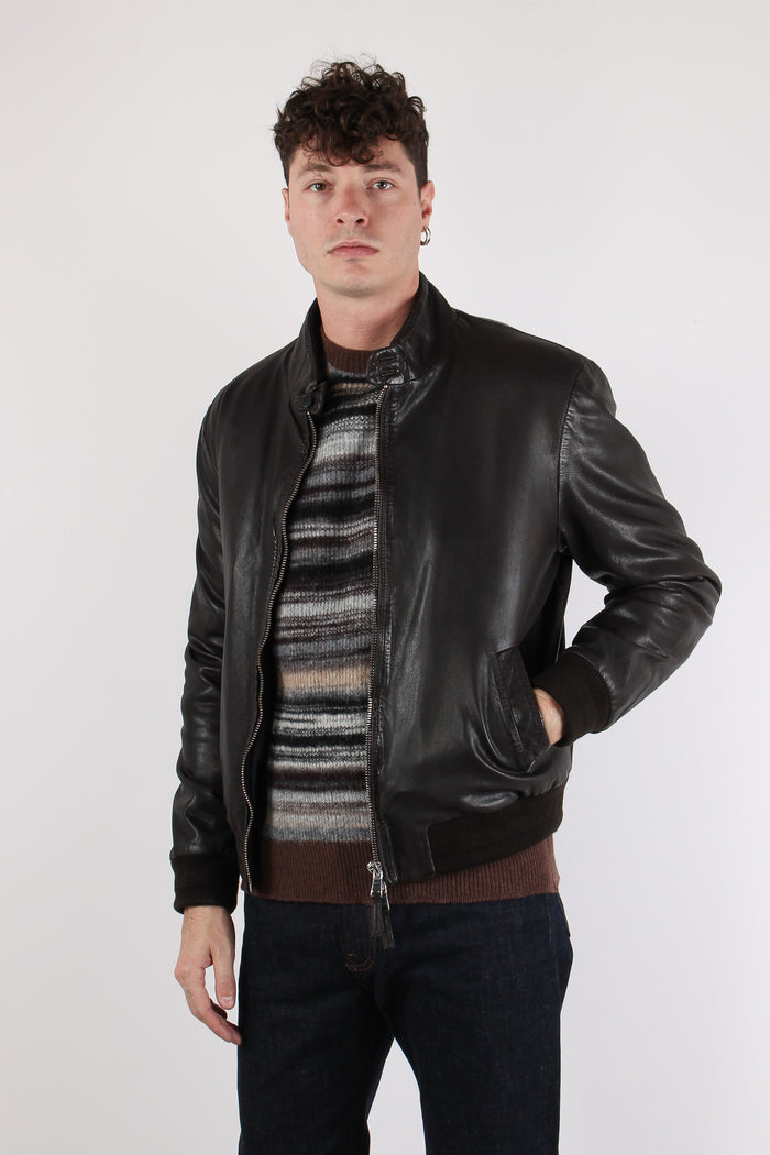 Bomber Pelle Interno Resca Dark Brown-3