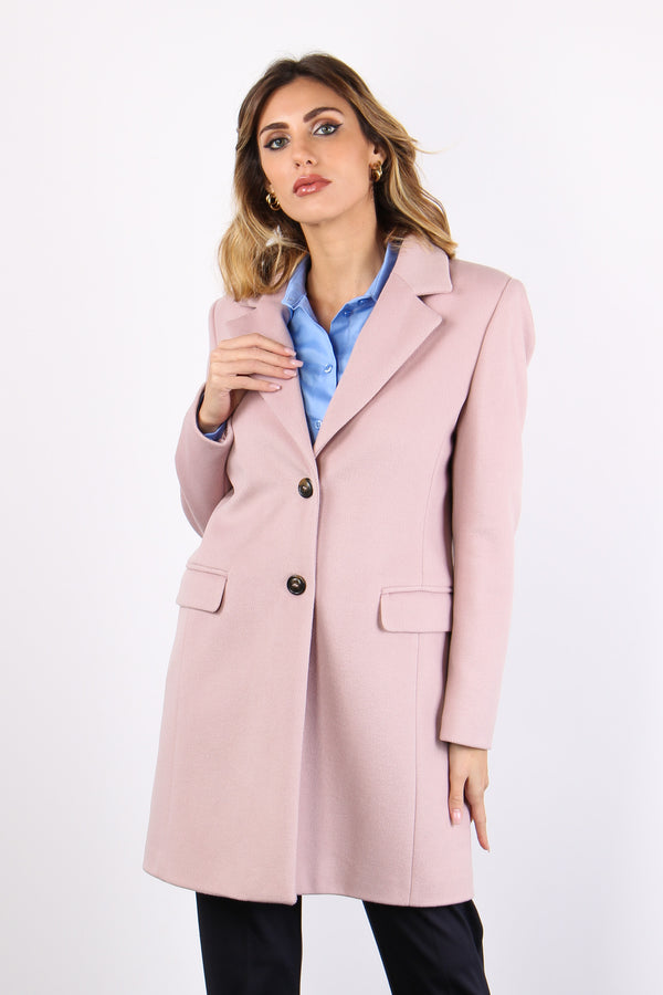 Cappotto Basico 2 Bottoni Rosa