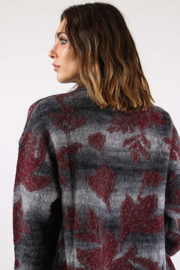 Cardigan Aperto Fiori Blu/grigio-8