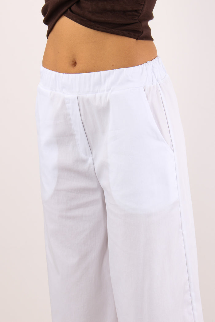 Pantalone Cropped Cotone Bianco-6