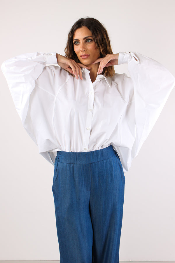 Camicia Over Cotone Bianco-2
