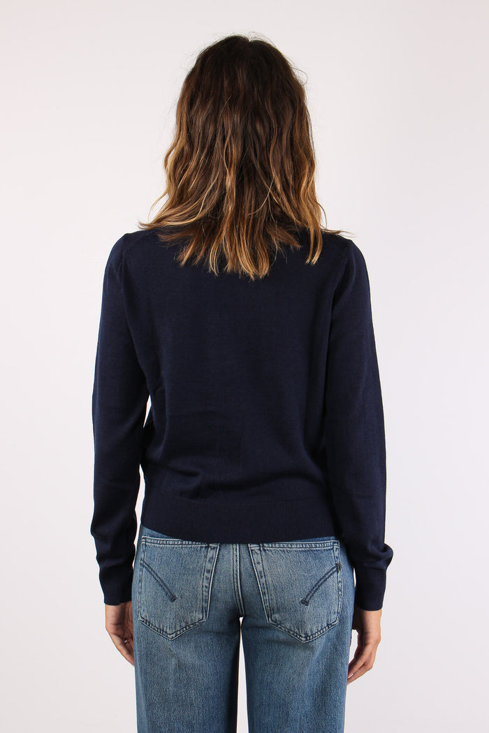Maglia Girocollo Lana Merinos Hunter Navy-5