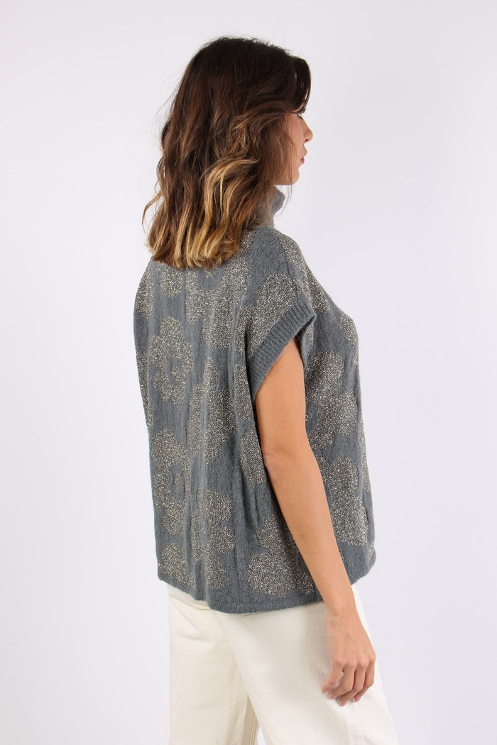 Maglia Senza Maniche Lurex Fio Grigio-5