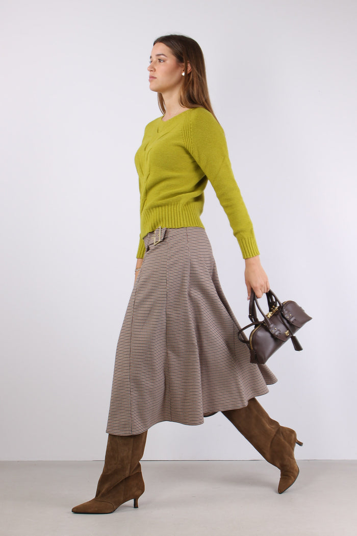 Maglia Viscosa Treccia Central Verde Acido-7