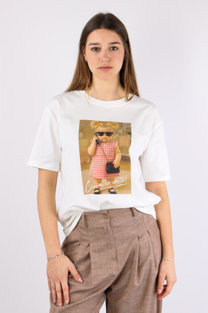 T-shirt Stampa Bimba Telefono Bianco-2