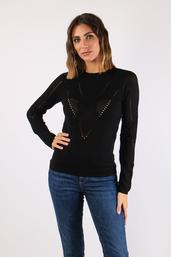 Maglia Traforata Oblo Schiena Nero-2