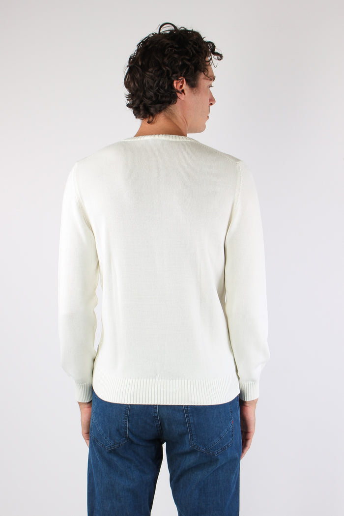Maglia Girocollo 2 Fili 100% Cotone Panna-5