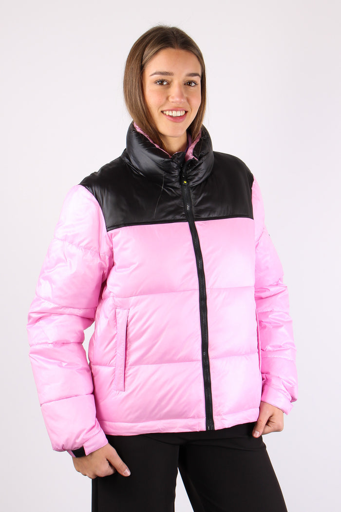 Piumino Collo In Piedi Rosa-5