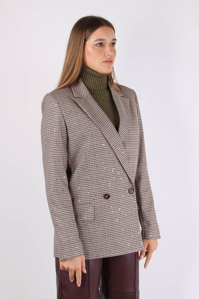 Giacca Pied De Poule Paillette Moro/bordeaux-3