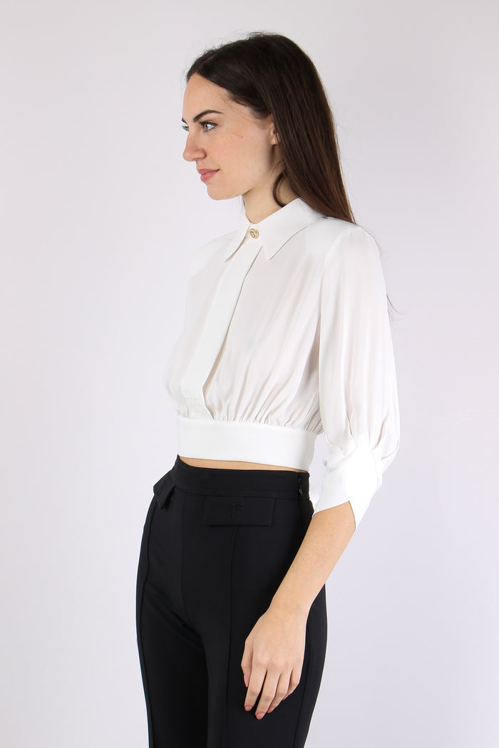 Camicia Corta Logo Avorio-3