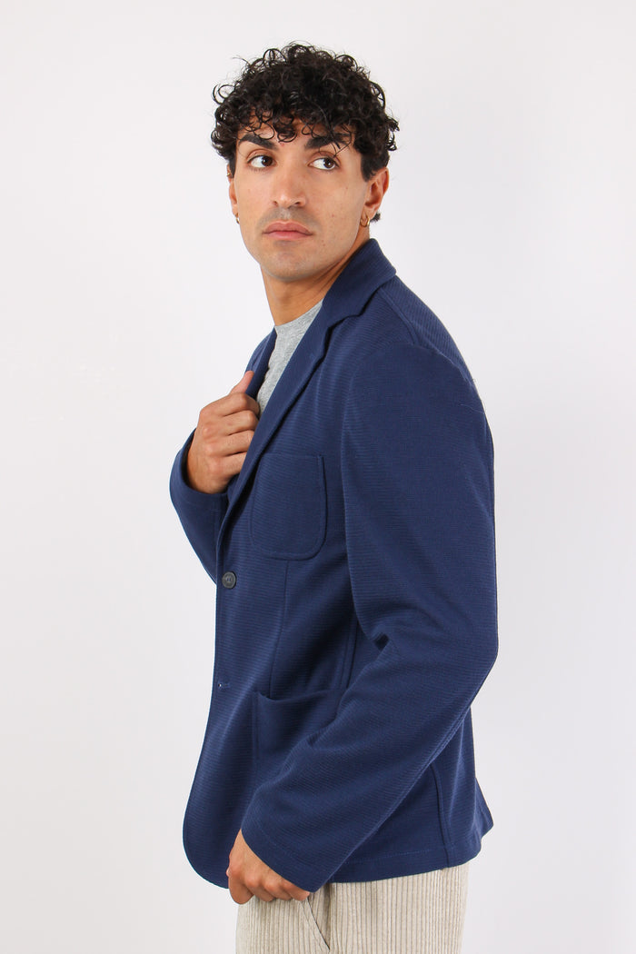 Giacca Basica Tasche Blu-6