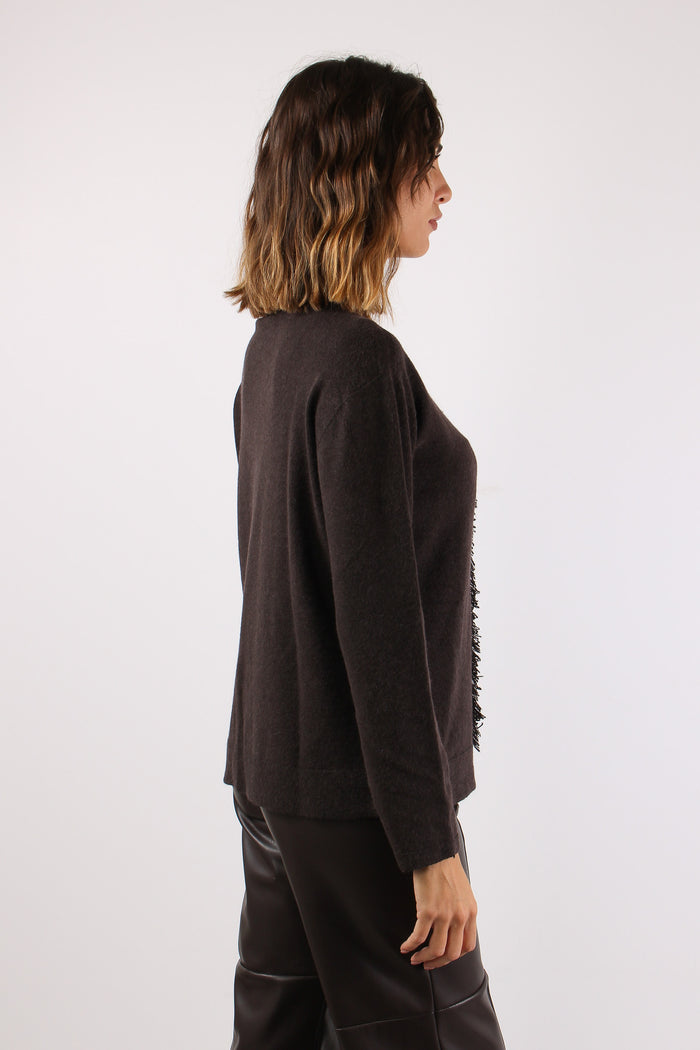 Maglia Girocollo Frangetta Dav Marrone-7