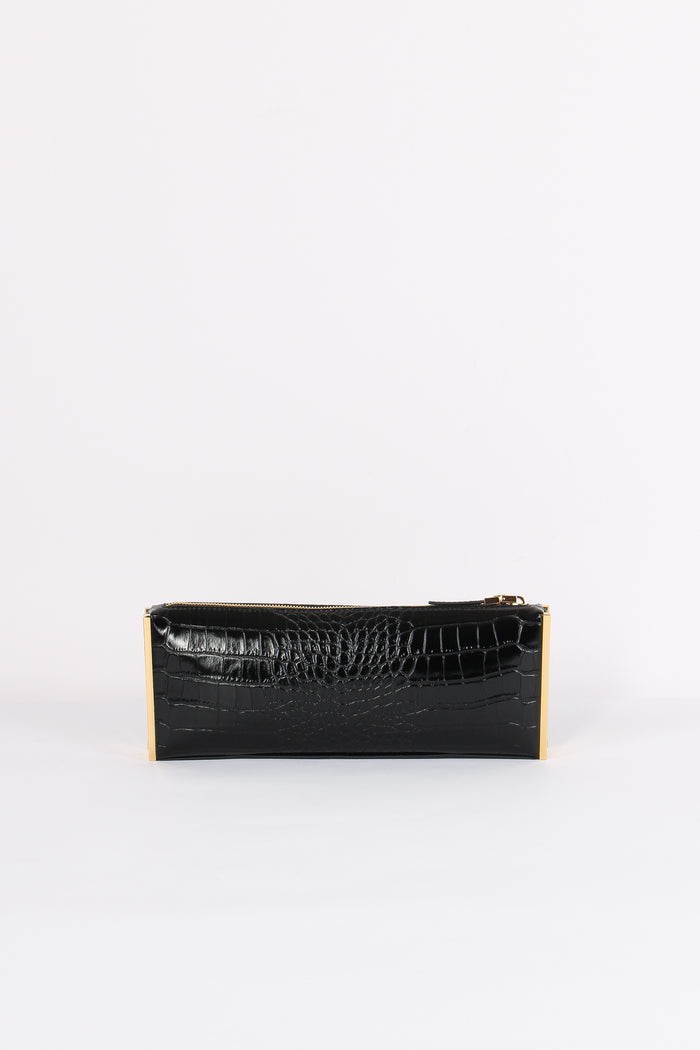 Clutch Stampa Cocco Grande Nero-3