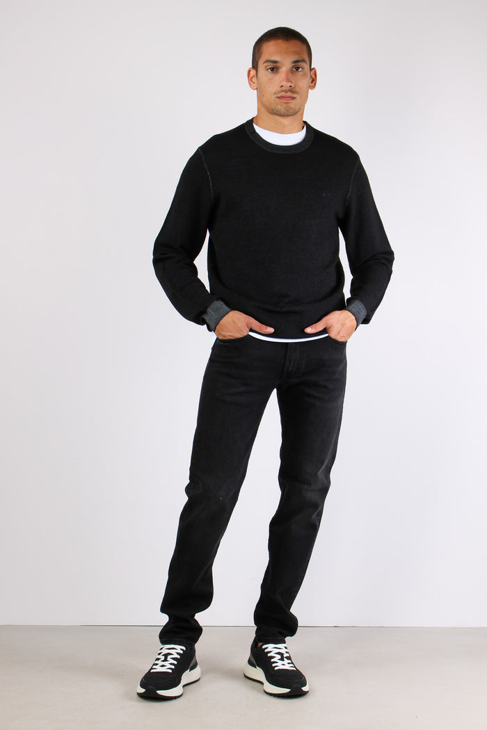 Maglia Lana Punto Riso Nero