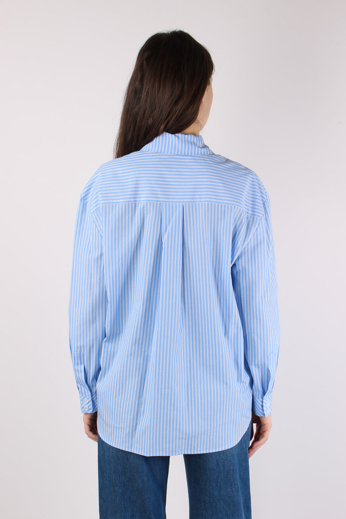 Camicia Cotone Riga Bianco/azzurro-5