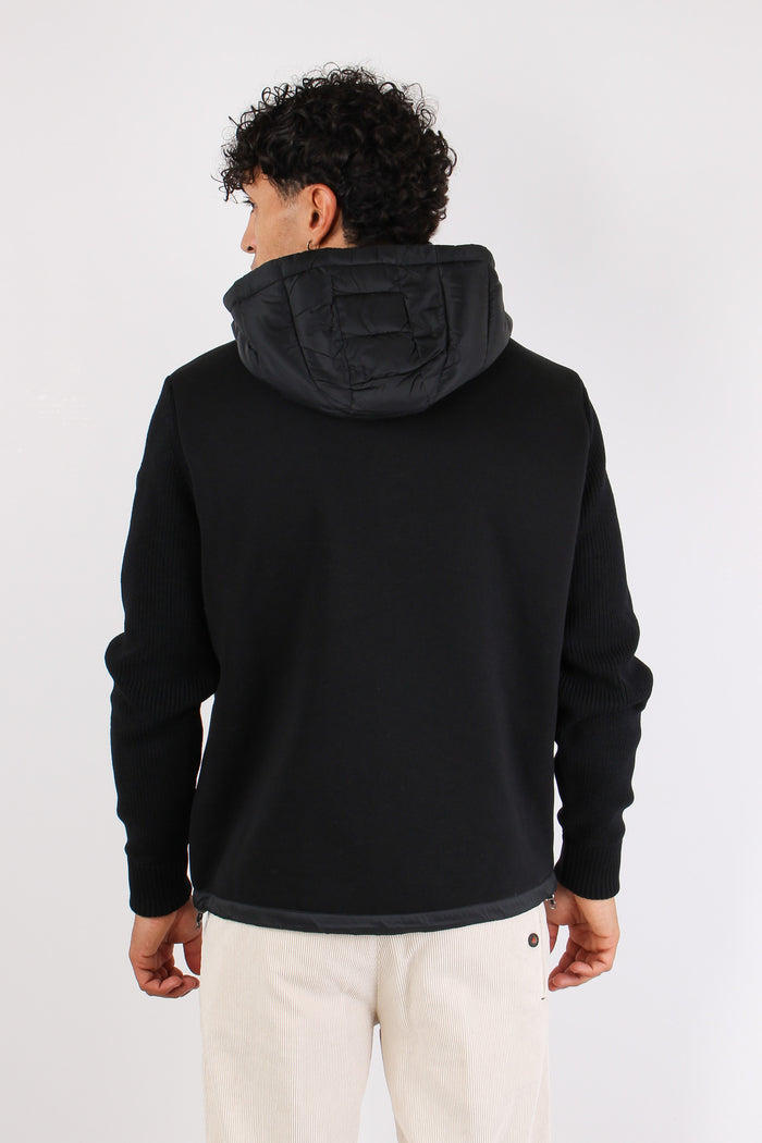 Giubbotto Bimateriale Cappucci Nero-3