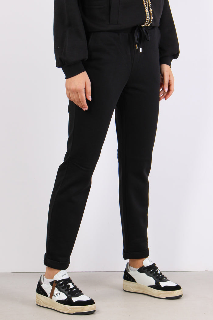Pantalone Felpa Basico Nero-6
